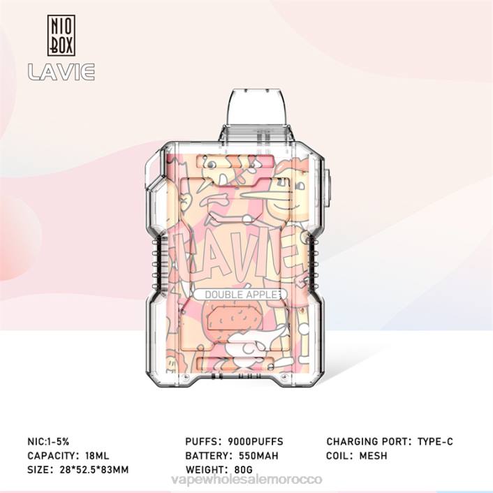 السجائر الالكترونية - تفاحة مزدوجة LAVIE NIO BOX 9000 نفث HVJH195