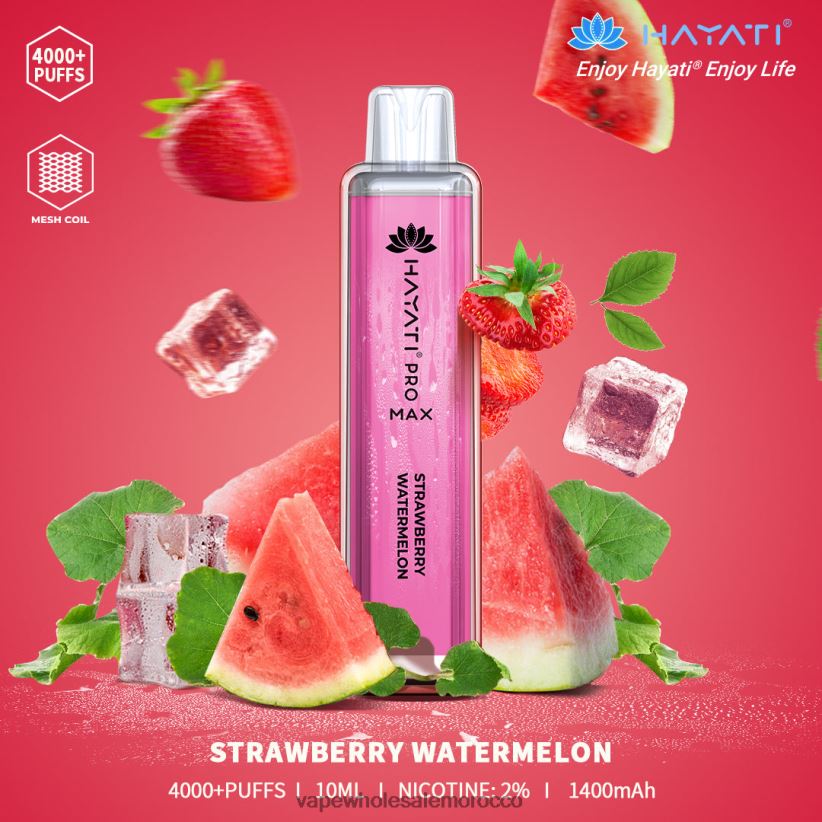 السيجارة الالكترونية بدون نيكوتين - الفراولة والبطيخ R840F2177 Hayati Pro Max 4000